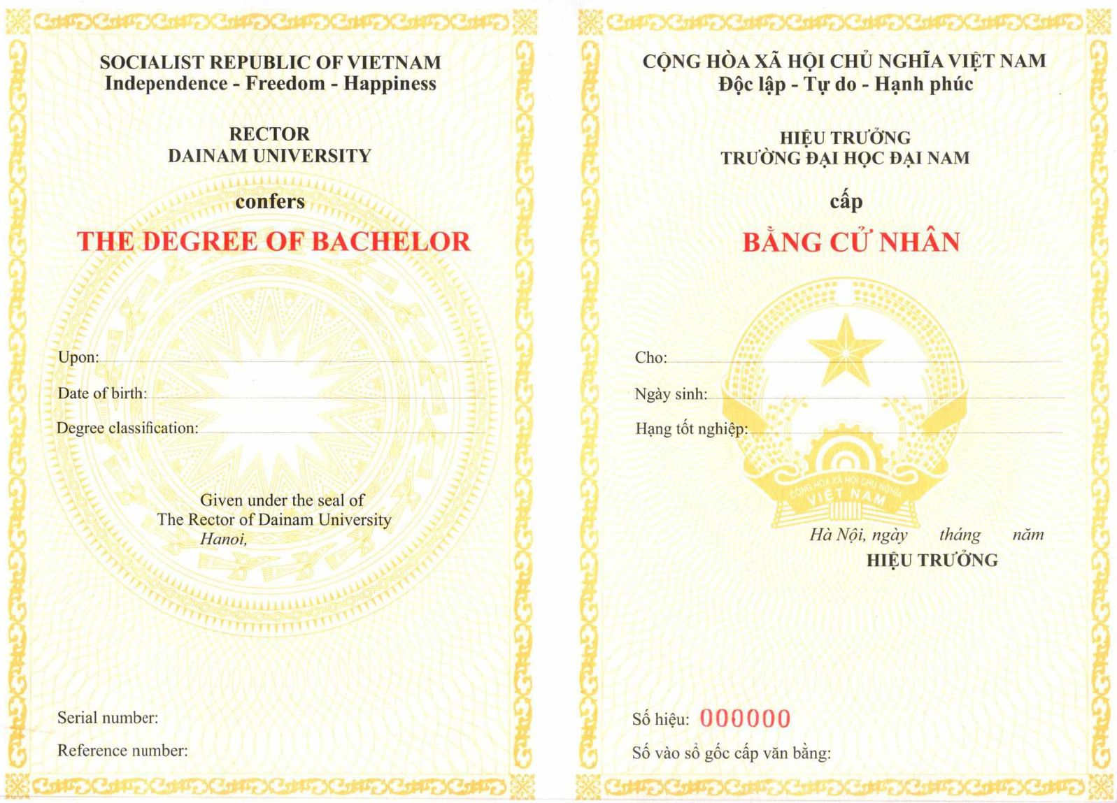 Certificate of completion from Dai Nam University